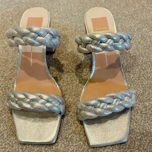 Dolce Vita Metallic Silver Braided Heels